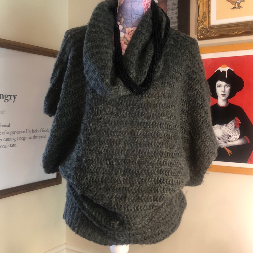 Free People Green Wool Cowl Neck Sweater Medium